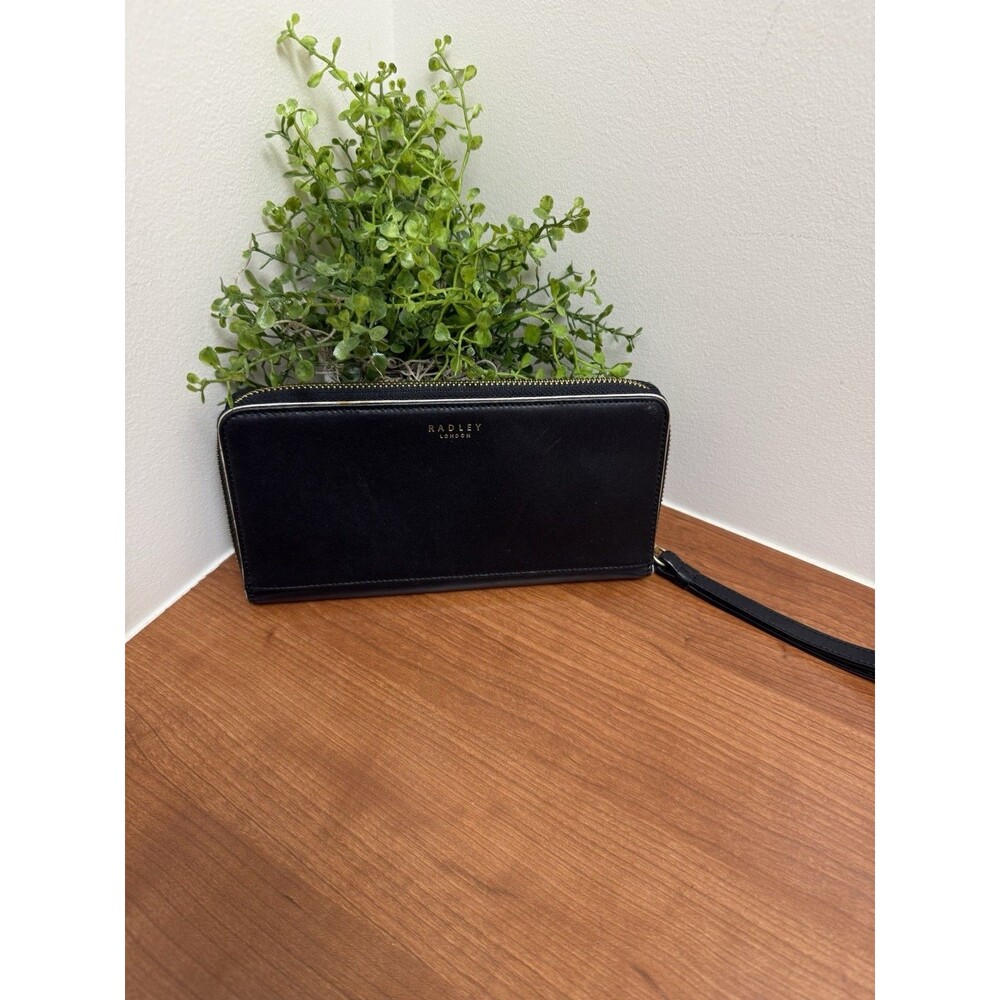 Radley London Wristlet Wallet Leather Clifton Black Metallic Zip Phone Pocket - Picture 2 of 10
